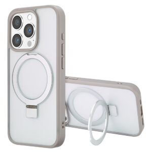 Accezz žiedinis stovas su nugarėlės dėklu ir MagSafe, skirtas iPhone 15 Pro – pilkas