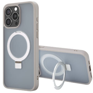 Accezz žiedinis stovas su nugarėlės dėklu ir MagSafe, skirtas iPhone 15 Pro Max – pilkas