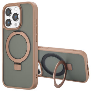 Accezz žiedinis stovas su nugarėlės dėklu ir MagSafe, skirtas iPhone 16 Pro Max – Rudas