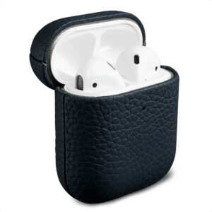 Accezz dėklas iš tikros odos, skirtas Airpods 1 / 2 – tamsiai mėlynas