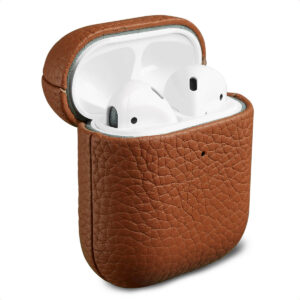 Accezz dėklas iš tikros odos, skirtas Airpods 1 / 2 – konjako spalvos