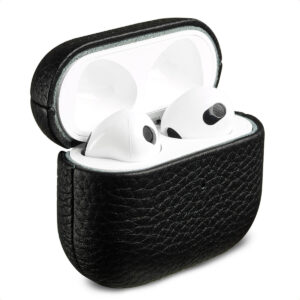 Accezz natūralios odos dėklas, skirtas Airpods 3 – juodas