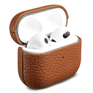 Accezz natūralios odos dėklas, skirtas Airpods 3 – konjako spalvos