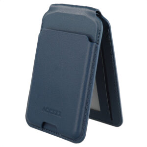 Accezz magnetinė odinė piniginė su stovo funkcija – tinka Find My – Nightfall Blue