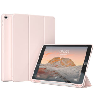 Accezz išmanusis silikoninis atverčiamas dėklas, skirtas iPad 9 (2021) 10.2 colio / iPad 8 (2020) 10.2 colio / iPad 7 (2019) 10.2 colio – Rožinis