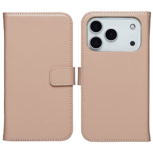 Selencia natūralios odos atverčiamas dėklas, skirtas iPhone 17 Pro – Dusty Pink