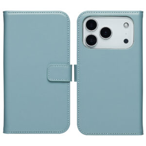 Selencia natūralios odos atverčiamas dėklas, skirtas iPhone 17 Pro Max – Air Blue