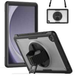Accezz tvirtas galinis dangtelis su peties dirželiu, skirtas Samsung Galaxy Tab A9 Plus – skaidrus