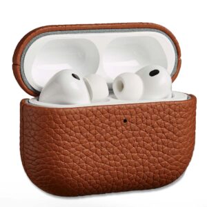 Accezz natūralios odos dėklas, skirtas Airpods Pro 3 – konjako spalvos