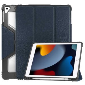 Accezz tvirtas „trifold“ atverčiamas dėklas, skirtas iPad 9 (2021) 10.2 col. / iPad 8 (2020) 10.2 col. / iPad 7 (2019) 10.2 col. – tamsiai mėlynas