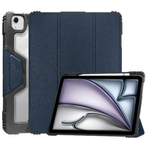Accezz tvirtas „trifold“ atverčiamas dėklas, skirtas iPad Air 11 colių (2026) M4 / (2025) M3 / (2024) M2 / Air 5 (2022) / Air 4 (2020) – tamsiai mėlynas