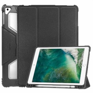 Accezz Rugged Trifold atverčiamas dėklas, skirtas iPad 6 (2018) 9.7 col. / iPad 5 (2017) 9.7 col. / Air 2 (2014) / Air 1 (2013) – Juodas