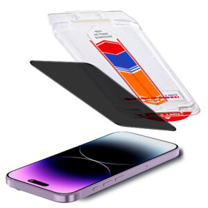 Accezz privatumą saugantis apsauginis stiklas su aplikatoriumi, skirtas iPhone 17e / 16e / 14 / 13 / 13 Pro