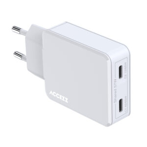 Accezz Ultra Slim GaN įkroviklis - 2x USB-C - 65 W - Baltas