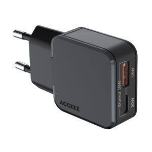 Accezz Ultra plonas GaN įkroviklis - USB-C + USB-A - 30 W - Juodas