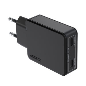 Accezz Ultra Slim GaN įkroviklis - 2x USB-C - 65 W - Juodas