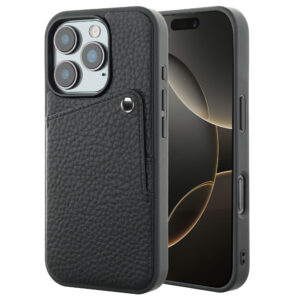 Selencia Riva nugarėlė su kortelių dėklu, skirta iPhone 16 Pro – Juoda