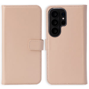 Selencia natūralios odos atverčiamas dėklas, skirtas Samsung Galaxy S26 Ultra – Dusty Pink
