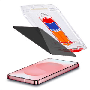 Accezz privatumą saugantis apsauginis stiklas su aplikatoriumi, skirtas Samsung Galaxy S26