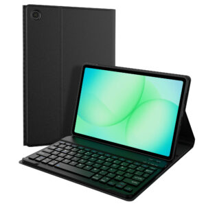 Accezz „Bluetooth“ klaviatūros dėklas su stovu, skirtas Samsung Galaxy Tab A11 Plus – QWERTZ / DE – Juodas