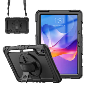Accezz tvirtas galinis dangtelis su peties dirželiu, skirtas Xiaomi Redmi Pad 2 – juodas