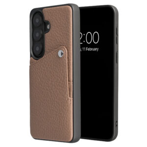 Selencia Riva nugarėlė su kortelių dėklu, skirta Samsung Galaxy S26 – Mocha Brown