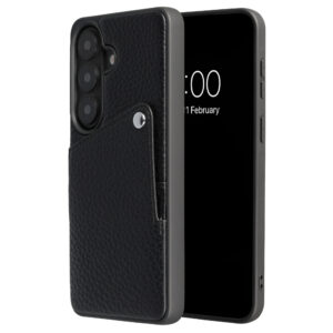 Selencia Riva nugarėlė su kortelių dėklu, skirta Samsung Galaxy S26 Plus – Juoda