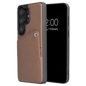 Selencia Riva nugarėlė su kortelių dėklu, skirta Samsung Galaxy S26 Ultra – Mocha Brown