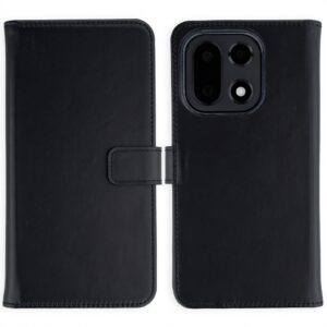 Selencia natūralios odos atverčiamas dėklas, skirtas OnePlus 15 – juodas
