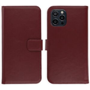 Selencia natūralios odos atverčiamas dėklas, skirtas iPhone 12 (Pro) – Bordo spalvos