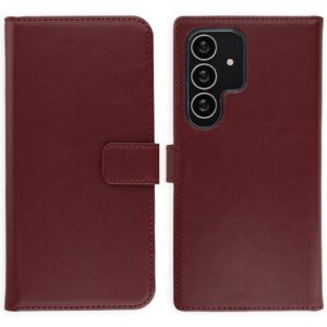 Selencia natūralios odos atverčiamas dėklas, skirtas Samsung Galaxy S25 Ultra – Bordo