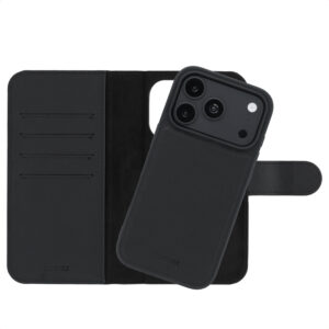 Accezz Edge nuimamas knygos tipo dėklas su MagSafe, skirtas iPhone 18 Pro / 17 Pro – juodas