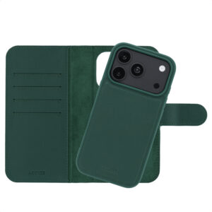 Accezz Edge nuimamas knygos tipo dėklas su MagSafe, skirtas iPhone 18 Pro / 17 Pro – žalias