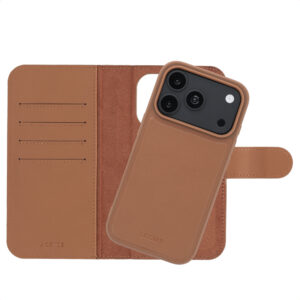 Accezz Edge nuimamas knygos tipo dėklas su MagSafe, skirtas iPhone 18 Pro / 17 Pro – rudas