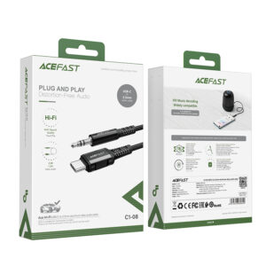 Acefast garso kabelis USB Type C – 3.5mm mini jack (kištukas) 1.2m, AUX juodas (C1-08 black) - Image 5