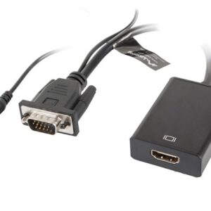 Lanberg AD-0021-BK vaizdo kabelio adapteris 0,2 m HDMI A tipo (standartinis) VGA (D-Sub) Juoda - Image 2
