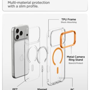 Spigen Ultra Hybrid OPTIK S MagSafe iPhone 17 Pro / 18 Pro SKAIDRUS/ORANŽINIS - Image 8