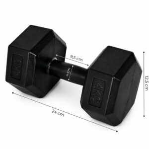 Šešiakampių hantelių rinkinys 2x4 kg treniruočių svoriai fitneso svoriai juodi MOVEPRO - Image 9