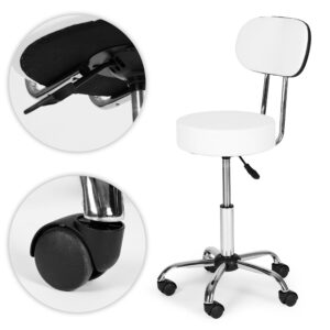 Besisukanti kėdė su atlošu, kosmetologinė, medicininė, reguliuojamo aukščio, balta, ModernHome - Image 9