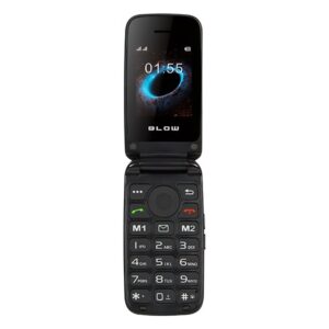 BLOW juodas telefonas senjorams su atverčiamu dangteliu S24