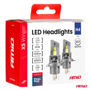 LED lemputės CANBUS H4 11-18V 44W 6000K 4200lm 2 vnt. AMiO