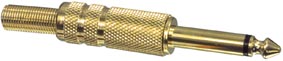 Kištukas 6.3mm mono kabelinis paauksuotas