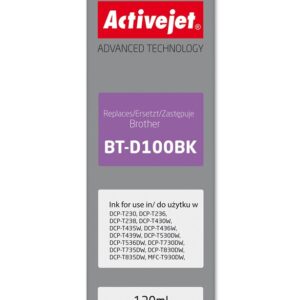 Activejet AB-D100Bk rašalo buteliukas, skirtas Brother spausdintuvui, Brother BT-D100BK pakaitalas; Supreme; 130 ml; juodas