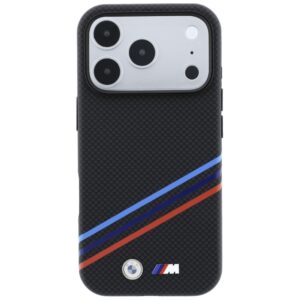 BMW M Quadrille dėklas su Kevlar raštu, tricolor linijomis ir metaliniu logotipu, MagSafe, skirtas iPhone 18 Pro Max / 17 - Image 3