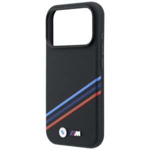 BMW M Quadrille dėklas su Kevlar raštu, tricolor linijomis ir metaliniu logotipu, MagSafe, skirtas iPhone 18 Pro Max / 17 - Image 6
