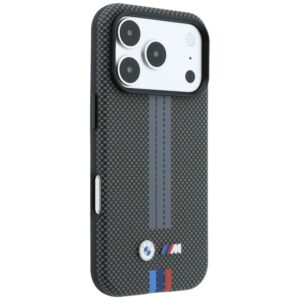 BMW M Quadrille Kevlar trijų spalvų linijų MagSafe dėklas, skirtas iPhone 18 Pro Max / 17 Pro Max, antracito spalvos - Image 4
