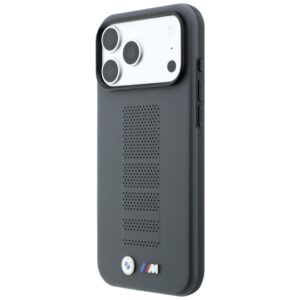 Dėklas BMW M Blue Perfo Metal Logo MagSafe, skirtas iPhone 18 Pro / 17 Pro, pilkas - Image 2