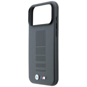 Dėklas BMW M Blue Perfo Metal Logo MagSafe, skirtas iPhone 18 Pro / 17 Pro, pilkas - Image 6
