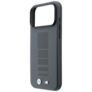 Dėklas BMW M Blue Perfo Metal Logo MagSafe, skirtas iPhone 18 Pro Max / 17 Pro Max, pilkas - Image 6