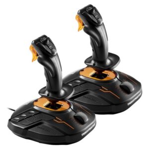 Thrustmaster T.16000M FCS SPACE SIM DUO Juoda, Oranžinė USB Orlaivio vairalazdė Analoginis / skaitmeninis PC